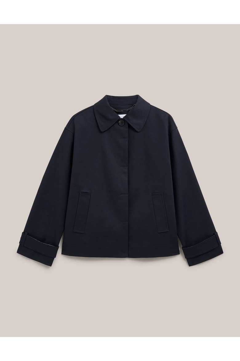 Frida Collared Cropped Trench Coat, Alternate, color, Hobbs Navy