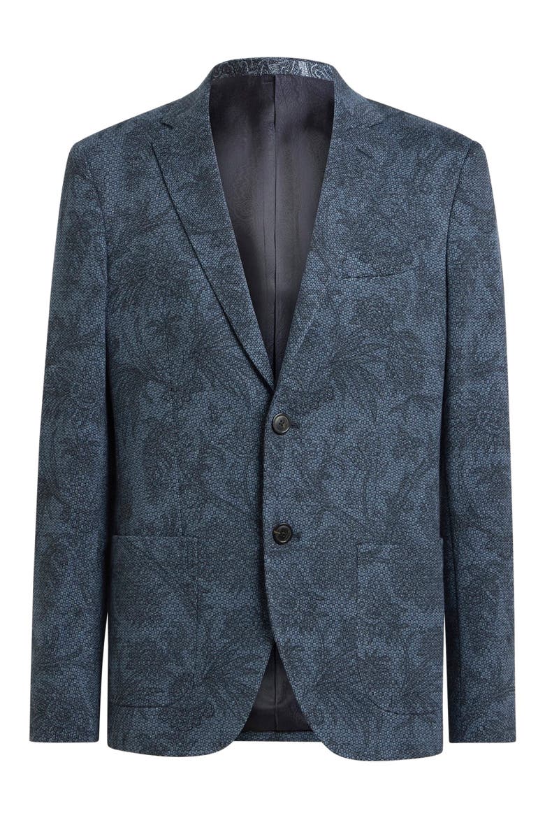 Roma Cotton & Wool Floral Jacquard Sport Coat, Main, color, PRINT ON BLUE BASE