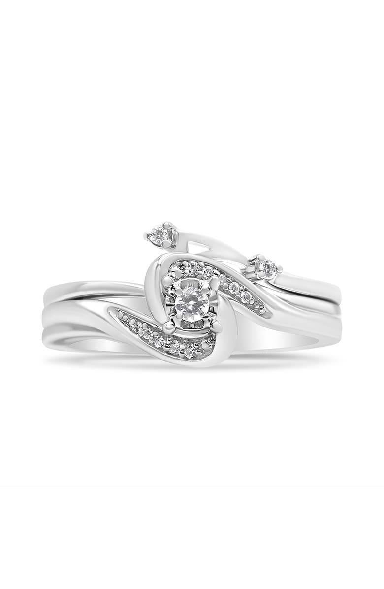 Haus of Brilliance Silver 1/10 Cttw Diamond Swirl and Bypass Bridal Set Ring and Band, Alternate, color, White