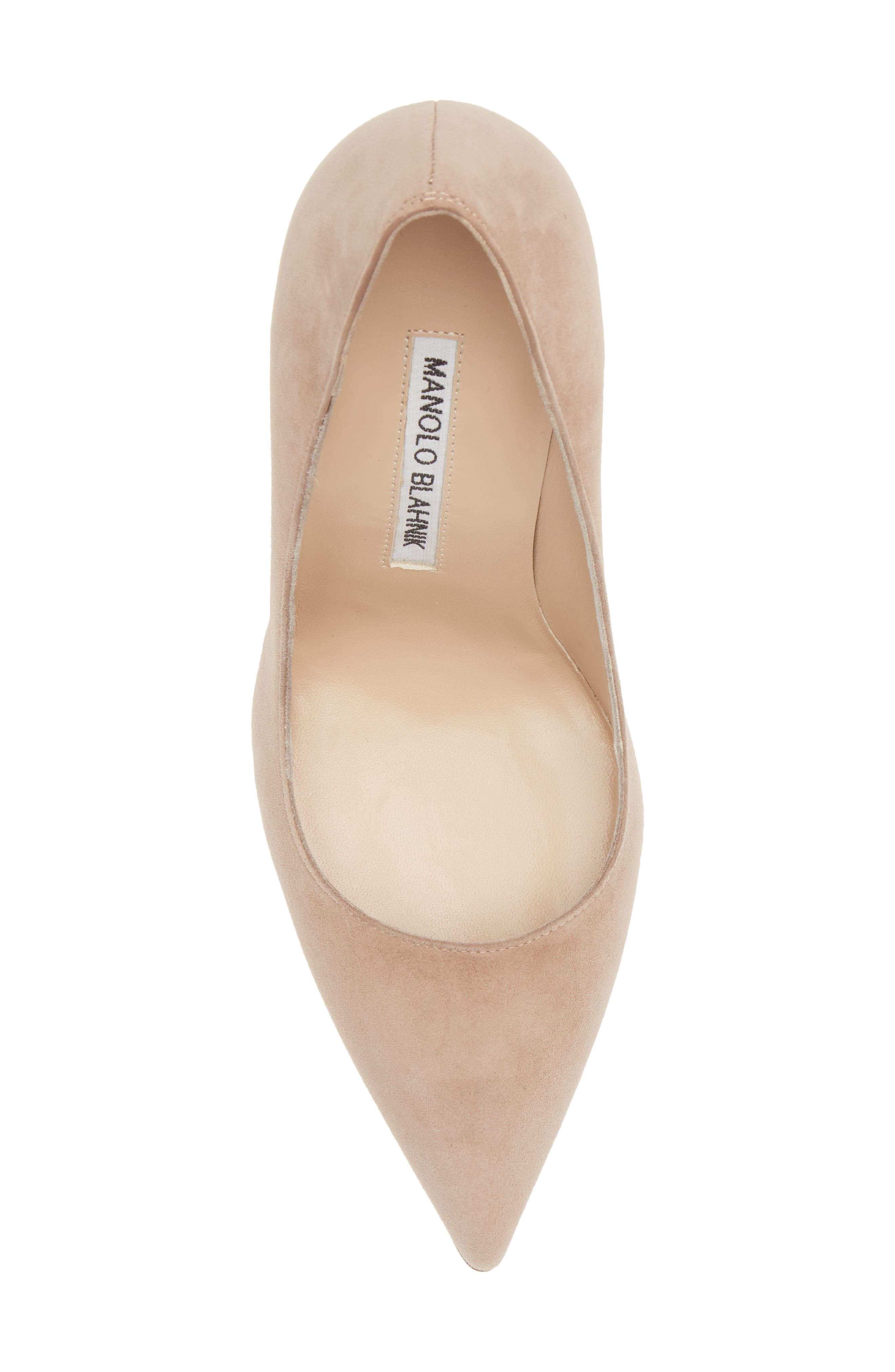Manolo Blahnik BB Pointed Toe Pump, Alternate, color, Nude Suede