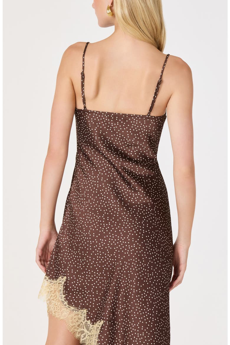 Kiersten Polka Dot Lace Trim Slipdress, Alternate, color, BROWN POLKADOT