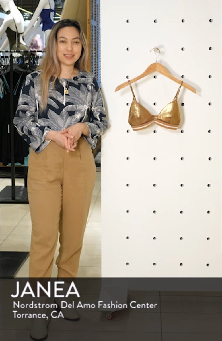 Metallic Ribbed Triangle Bikini Top, sales video thumbnail