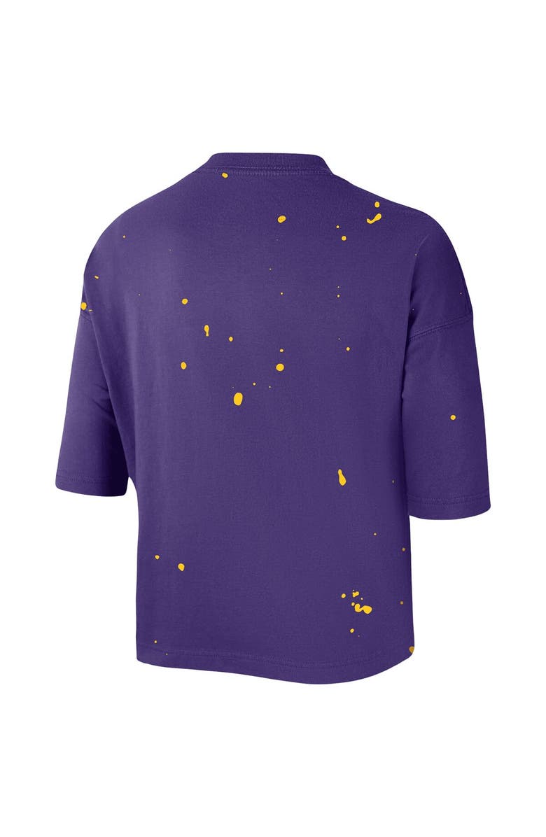 Nike Women's Nike Purple Los Angeles Lakers Courtside Splatter Cropped T-Shirt, Alternate, color, Purple