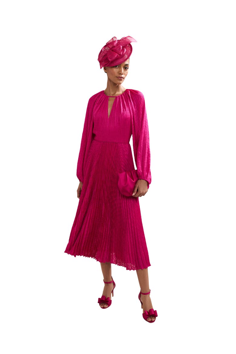 Faye Textured Pleat Dress, Main, color, Pink
