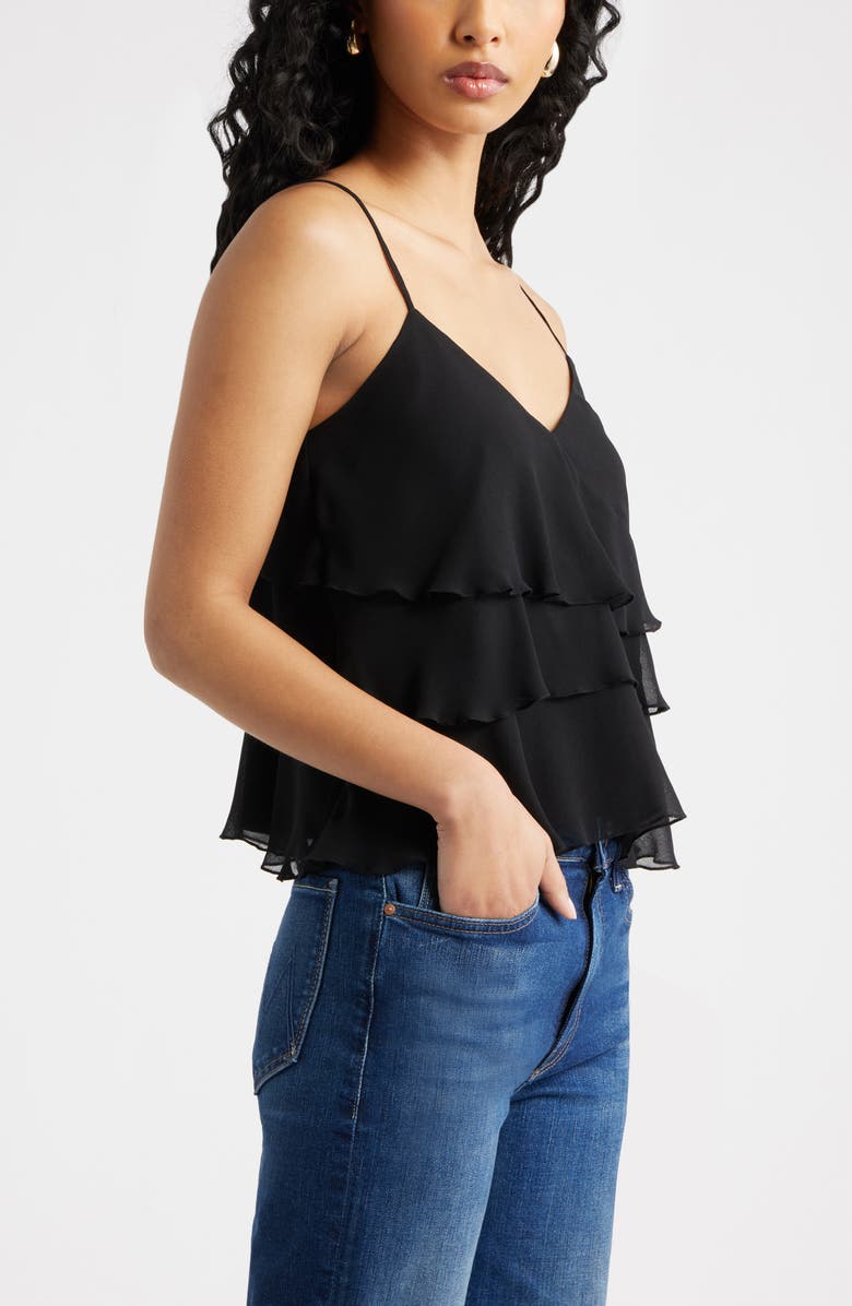 Open Edit Ruffle Tiered Camisole, Alternate, color, Black