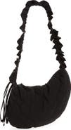Damson Madder Embroidered Rose Ruched Kidney Bag