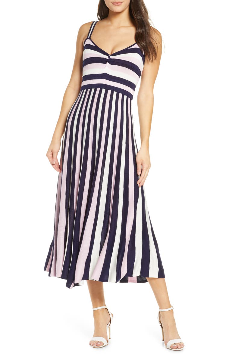 Foxiedox Lucia Stripe Midi Sweater Dress, Main, color, 
