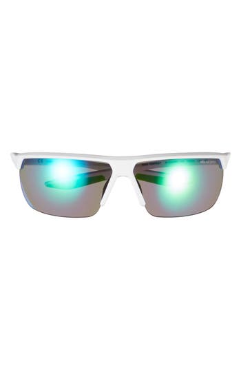 Nike 71mm  Tempest Performance Sunglasses In Matte White/grey/green