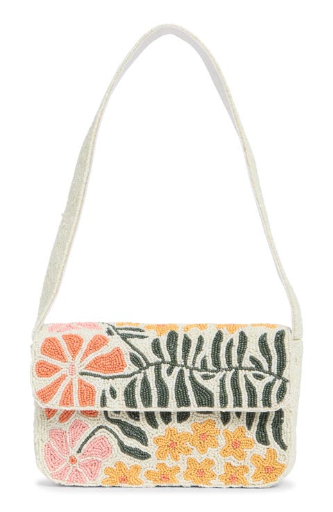 Floral Beaded Shoulder Bag