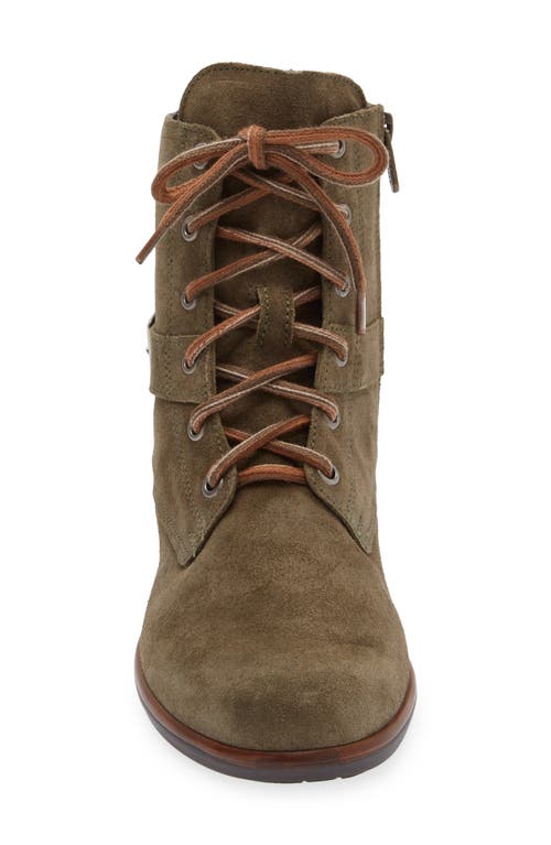 Naot Alize Zip Combat Boot In Oily Olive Suede