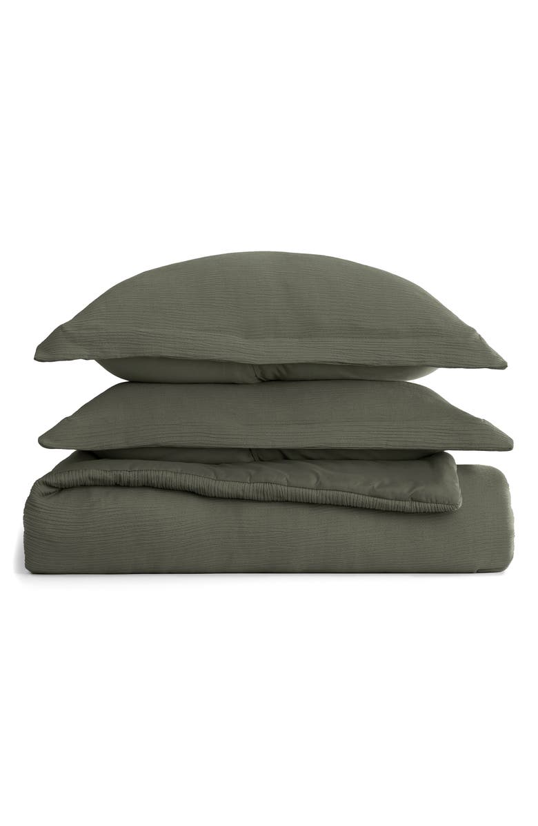 HOMESPUN Double Gauze 3-Piece Comforter Set, Main, color, Olive