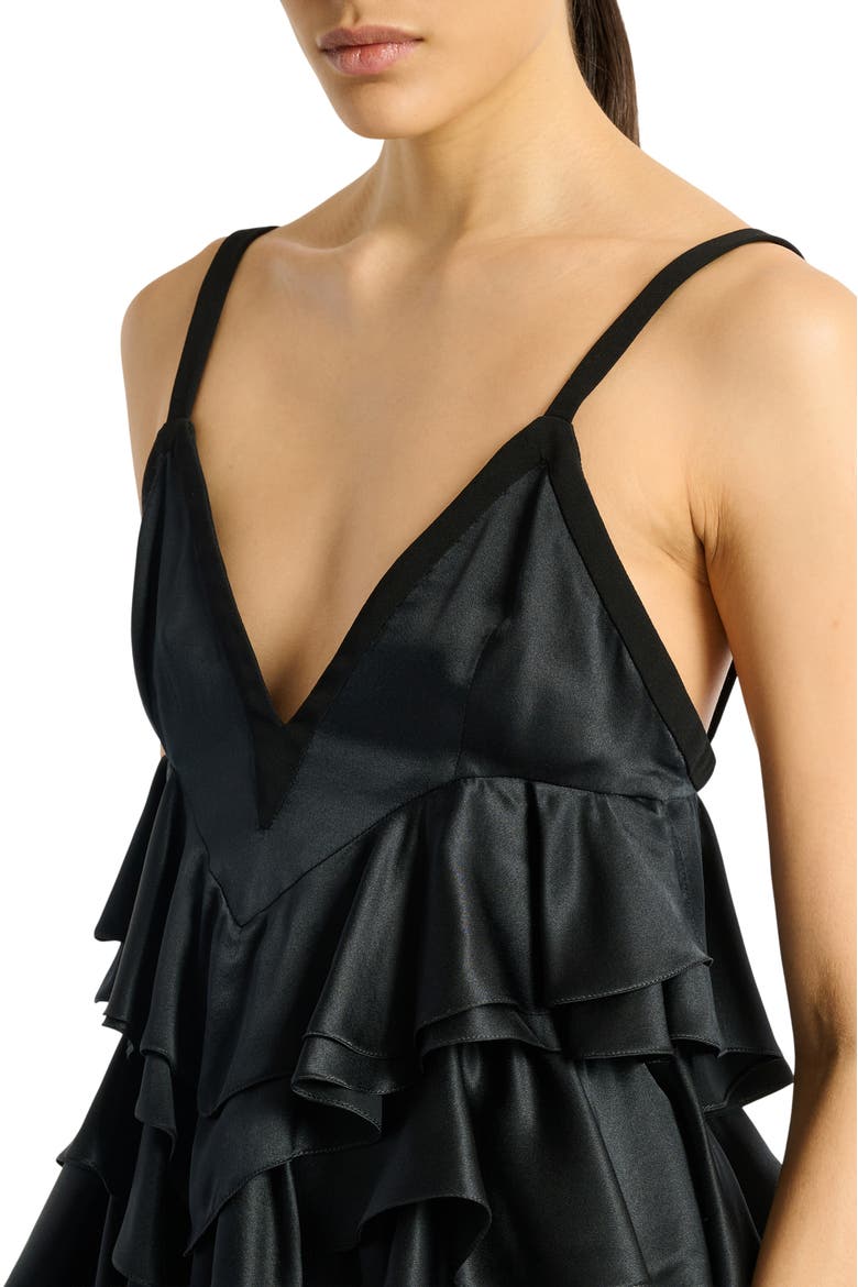 Satin top with thin straps, Alternate, color, black
