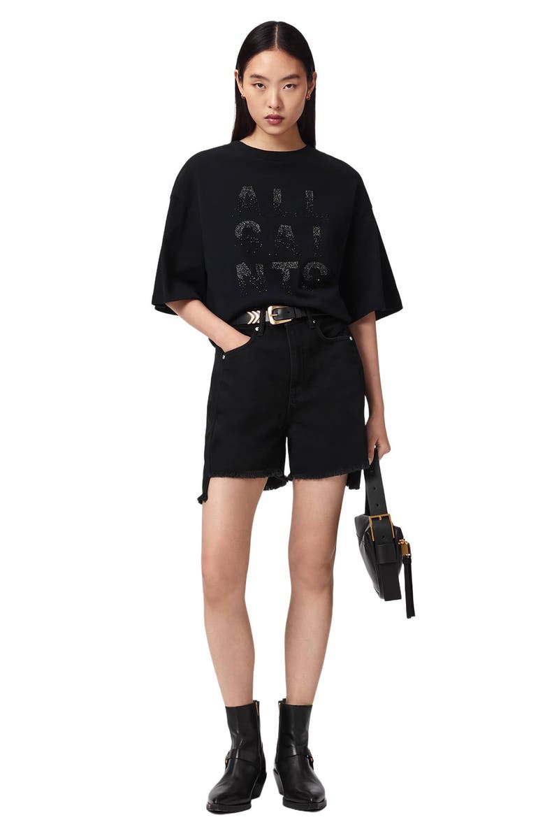 AllSaints Stacks Amelie T-Shirt, Alternate, color, Black