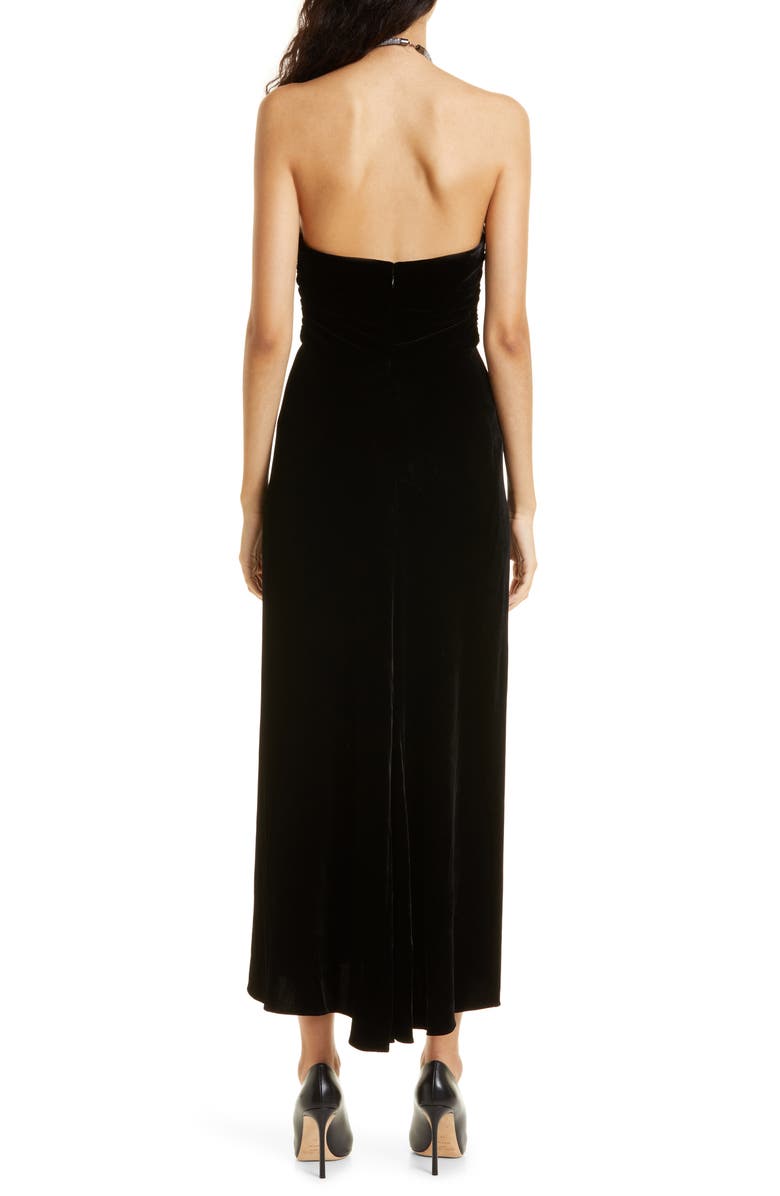 Veronica Beard Josette Beaded Halter Neck Velvet Dress, Alternate, color,