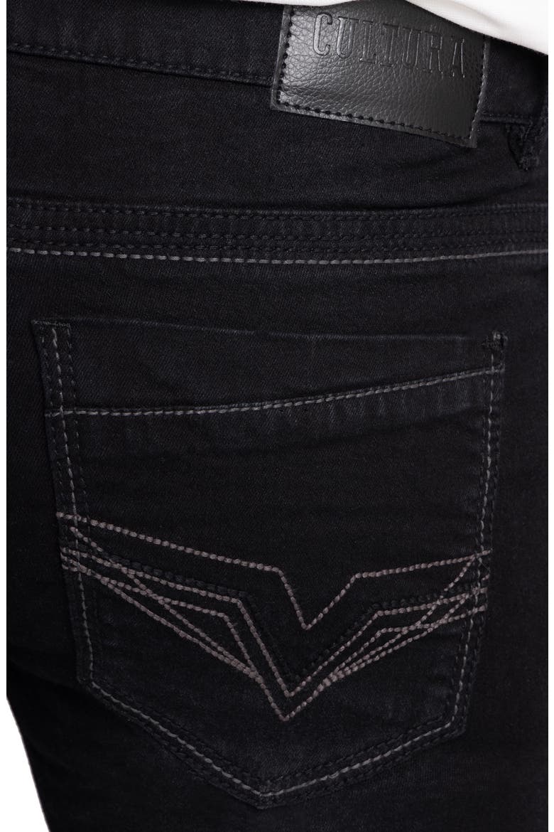 Cultura Saddle Stitch Straight Leg Denim Shorts, Alternate, color, BLACK WASH