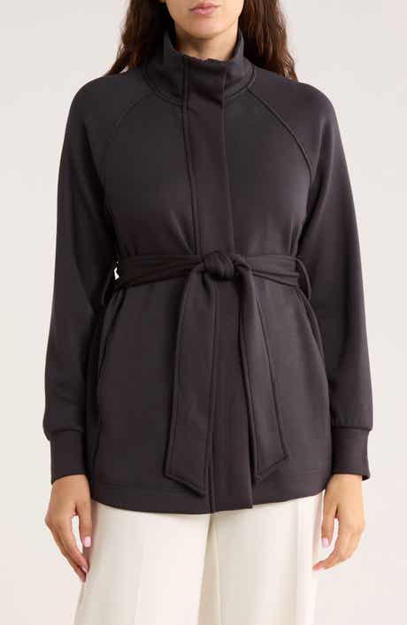 ELIE ELIE TAHARI Raglan Sleeve Tie Belt Jacket