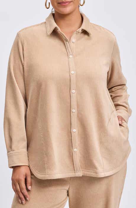 Foxcroft Maddy Plush Corduroy Button-Up Shirt