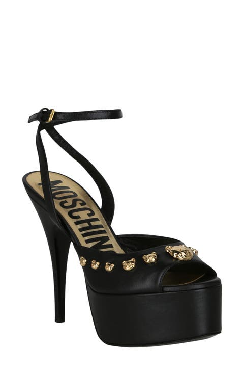 Teddy Bear Studded Ankle Strap Platform Sandal (Women)