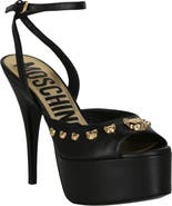 Moschino Teddy Bear Studded Ankle Strap Platform Sandal