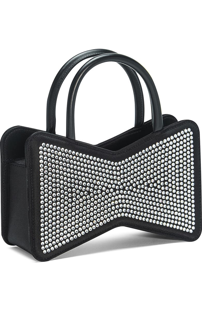 Mach & Mach Bow Crystal Embellished Satin Top Handle Bag, Alternate, color,