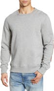 Billy Reid Dover Crewneck Sweatshirt with Leather Elbow Patches