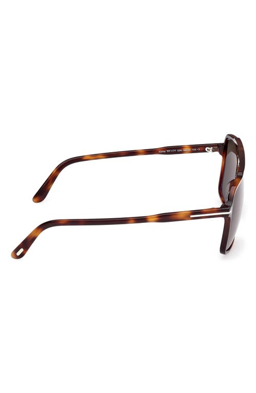 Tom Ford Kemp 59mm Navigator Sunglasses In Havana/t Logo/green Lenses