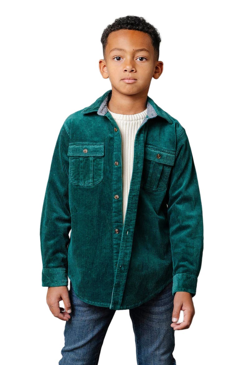 Boys' Organic Corduroy Flap Pocket Shirt, Kids, Main, color, Deep Green Cord