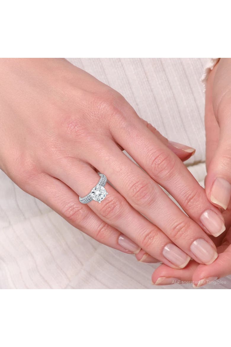 Certified 3.66Ct Micro Pave Diamond Engagement Ring 10k Gold Lab Grown, Alternate, color, 10k White Gold