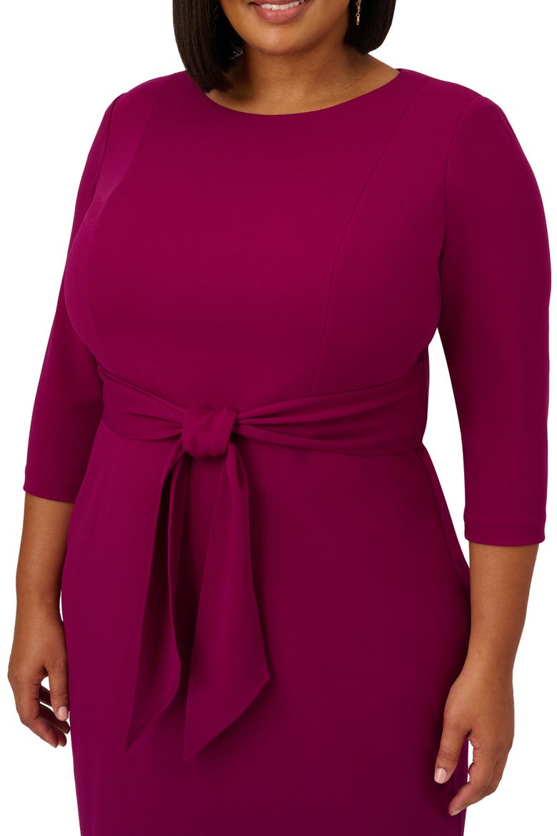 Tie Waist Crepe Dress, Alternate, color, WILDBERRY