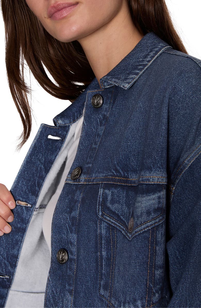 rag & bone rb Miramar Trompe l'Oeil Faux Denim Fleece Terry Trucker Jacket, Alternate, color, 