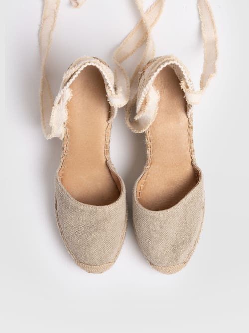 Saint + Sofia Rowe Espadrille Tie Wedges In Beige