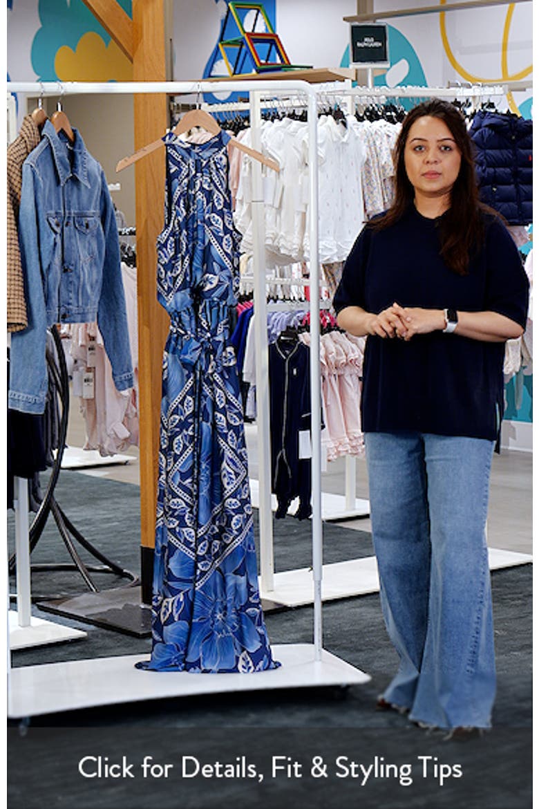 Printed Mock Neck Satin Maxi Dress video