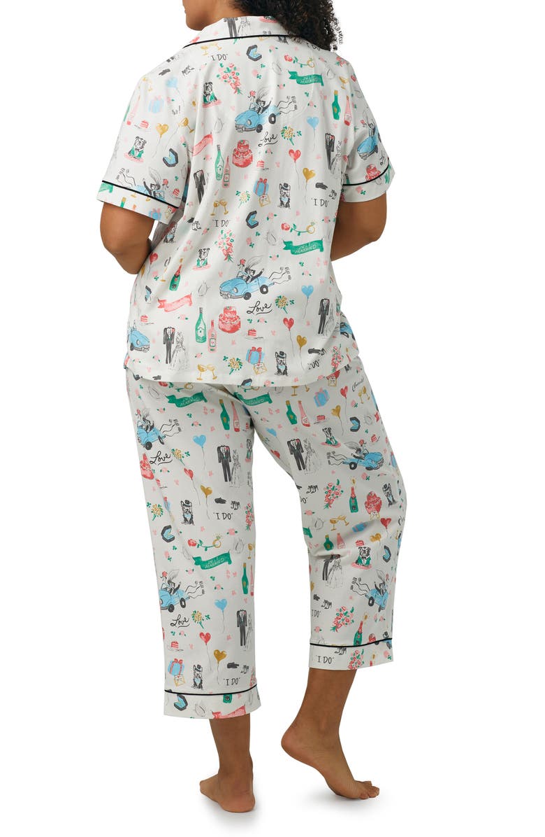BedHead Pajamas Print Stretch Organic Cotton Jersey Crop Pajamas, Alternate, color, 