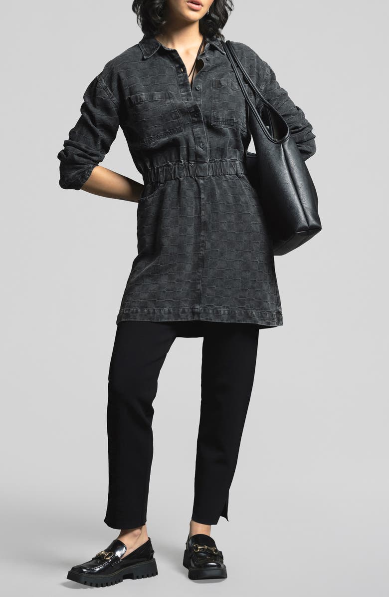 WEEKEND LOS ANGELES Adoria Texture Long Sleeve Mini Shirtdress, Main, color,