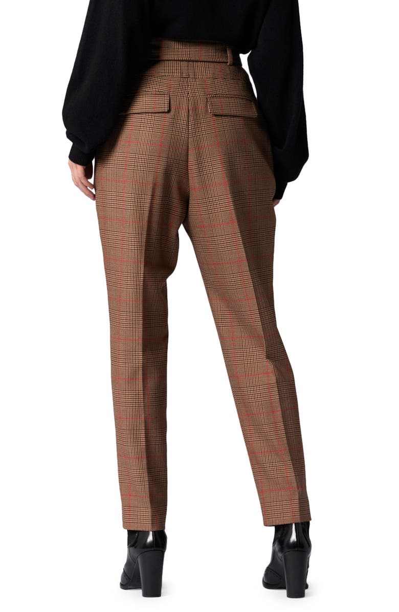 Equipment Saree Plaid Belted High Waist Tapered Trousers, Alternate, color, 