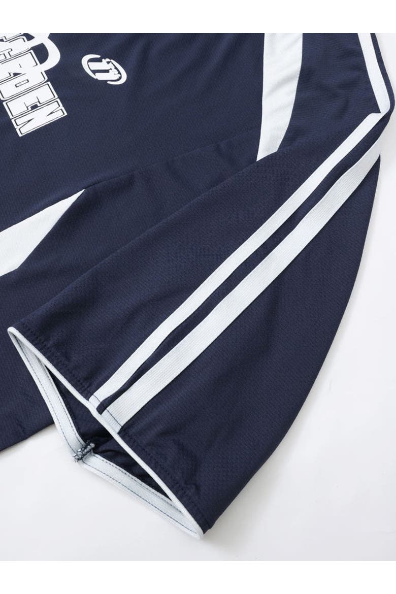 Contrast Color Stripe Soccer Jersey, Alternate, color, Navy Blue