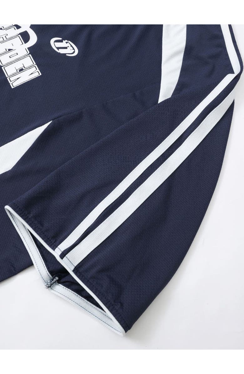 AELFRIC EDEN Contrast Color Stripe Soccer Jersey, Alternate, color, Navy Blue