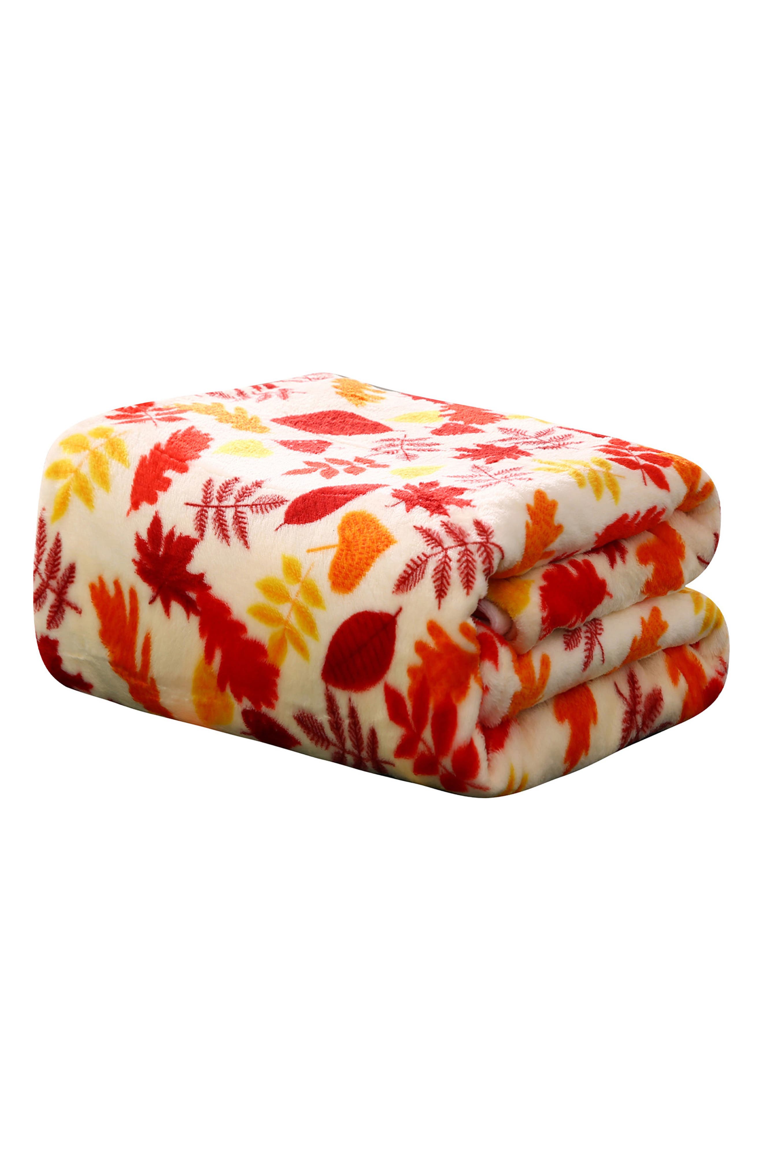 Autumnal Leaf Micro Plush Throw Blanket