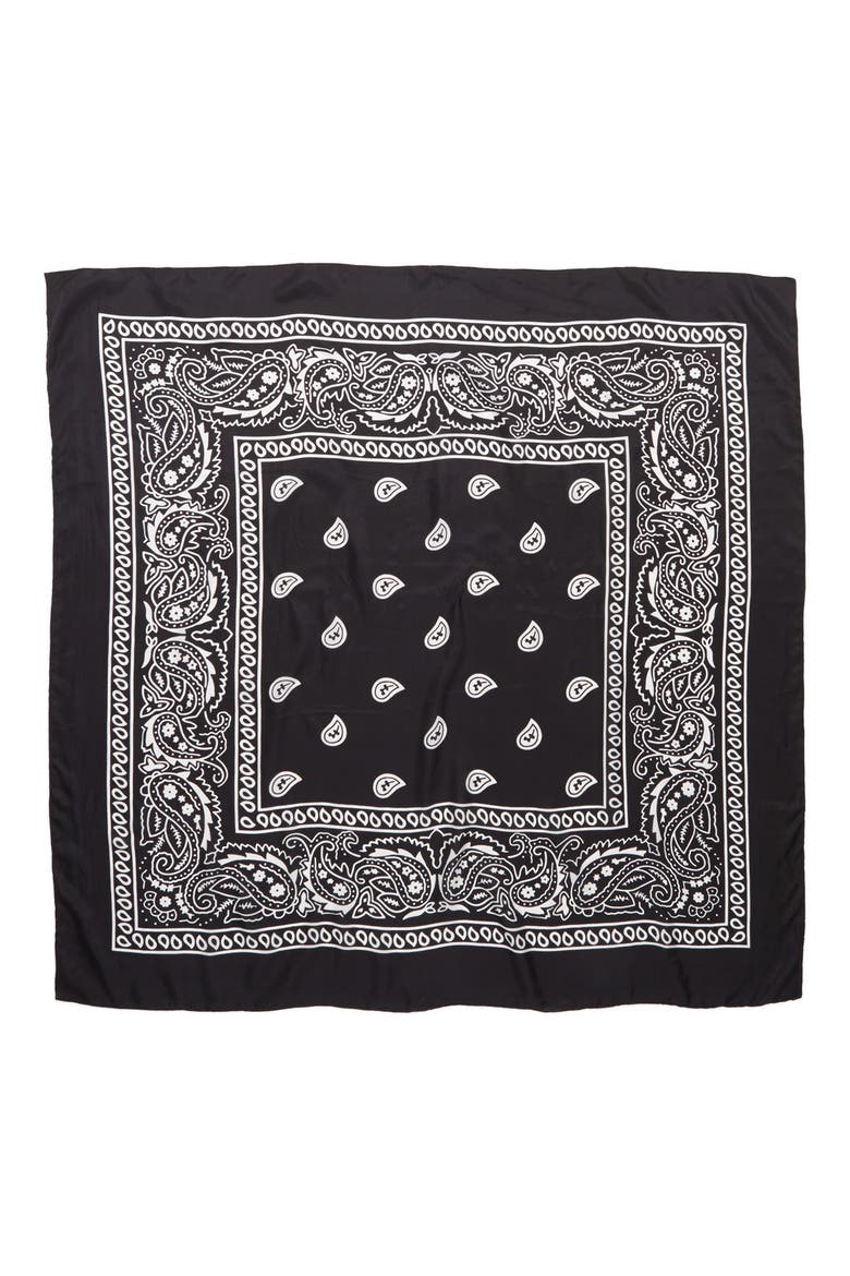 'Bandana' Silk Scarf, Alternate, color, BLACK