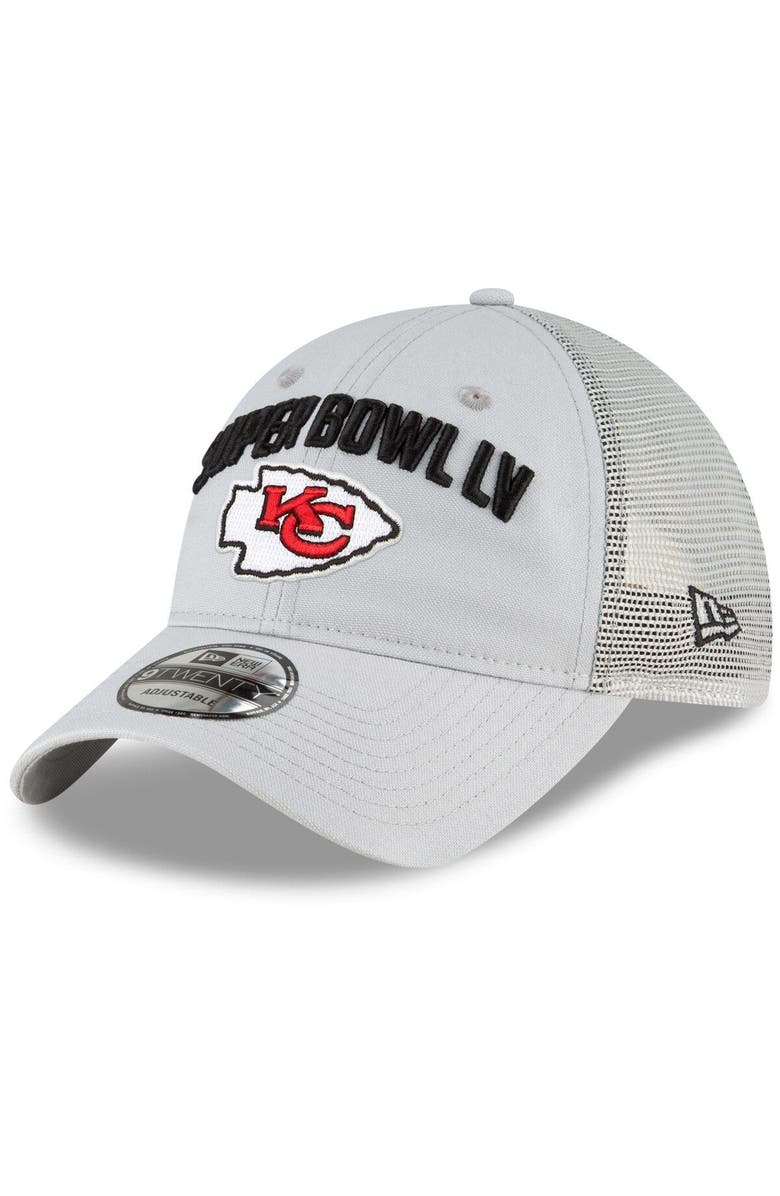 New Era Men's New Era Gray Kansas City Chiefs Super Bowl LV Bound Trucker 9TWENTY Snapback Adjustable Hat, Main, color, 