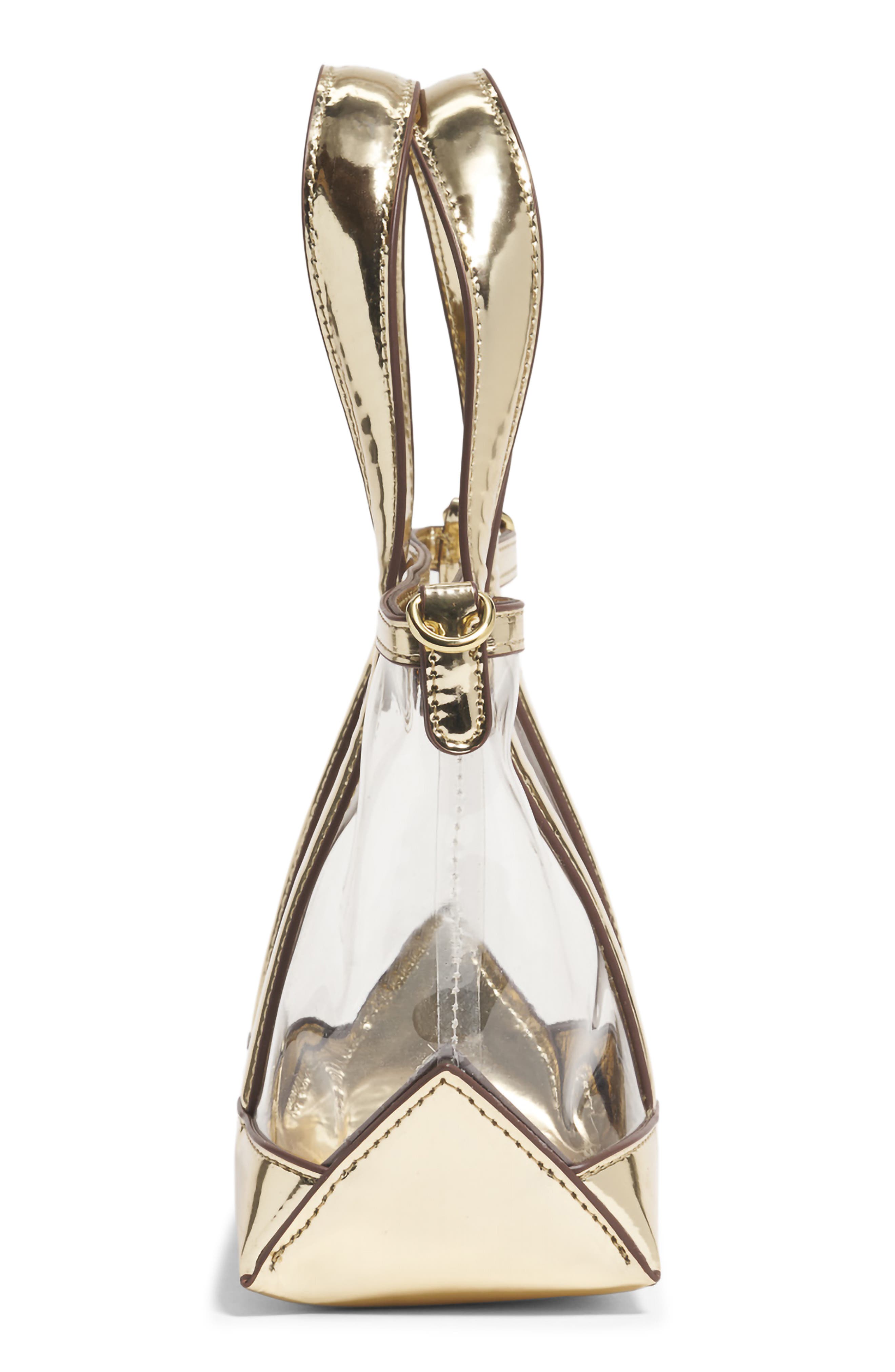 Stoney Clover Lane Mini Metallic Clear Vinyl Tote, Alternate, color, Gold Metallic