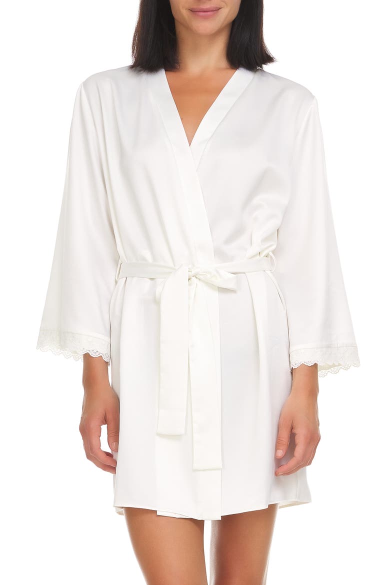 Victoria Lace Trim Charmeuse Wrap, Main, color, IVORY