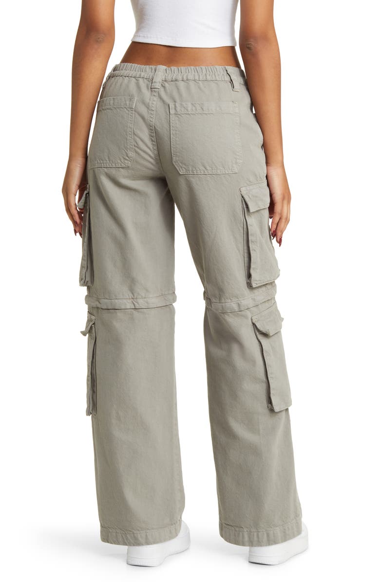 PacSun Low Rise Zip Off Cotton Twill Convertible Cargo Pants, Alternate, color, Dusty Sage
