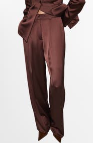 MANGO Pleated Satin Pants