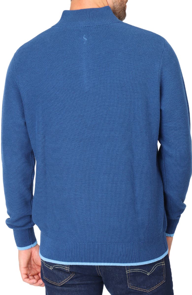 TailorByrd Waffle Knit Quarter Zip Sweater, Alternate, color, Indigo Blue