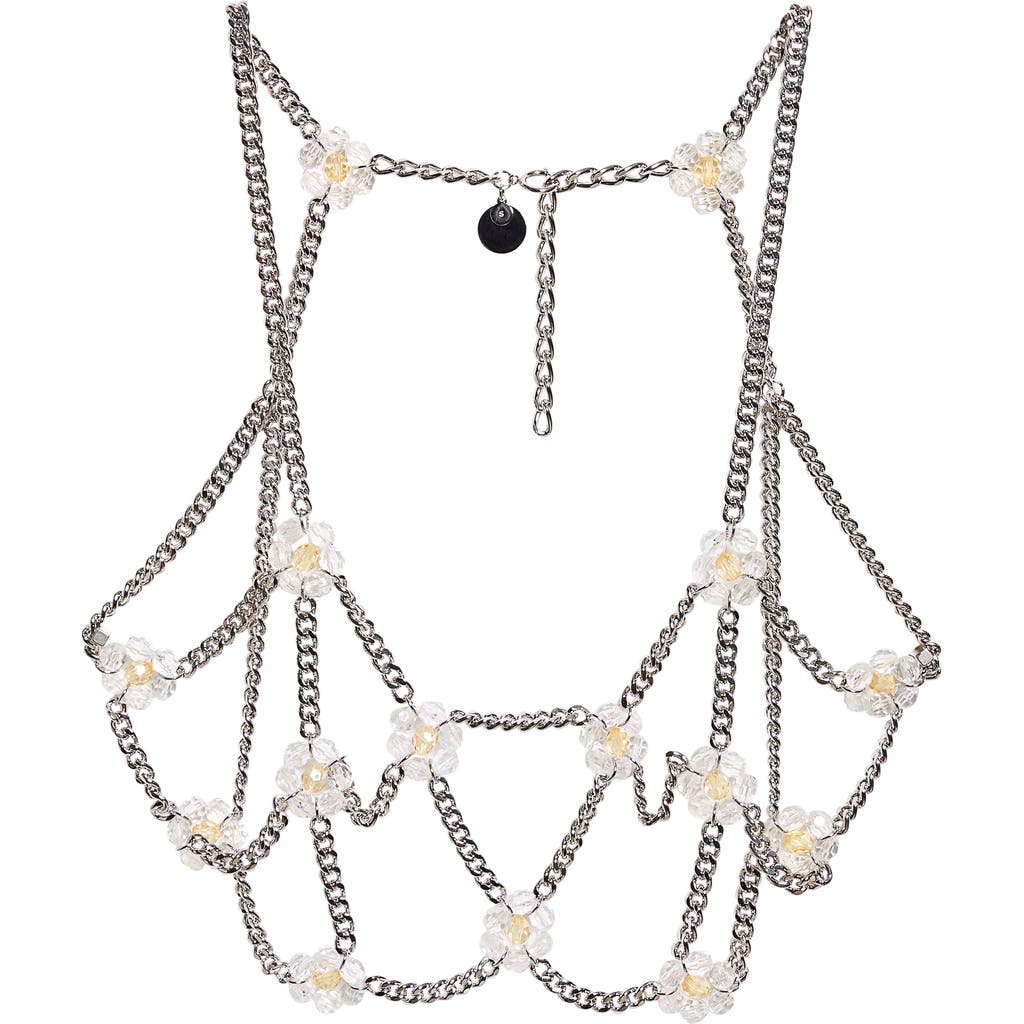 Noir Kei Ninomiya Beaded Floral Chain Harness In Metallic