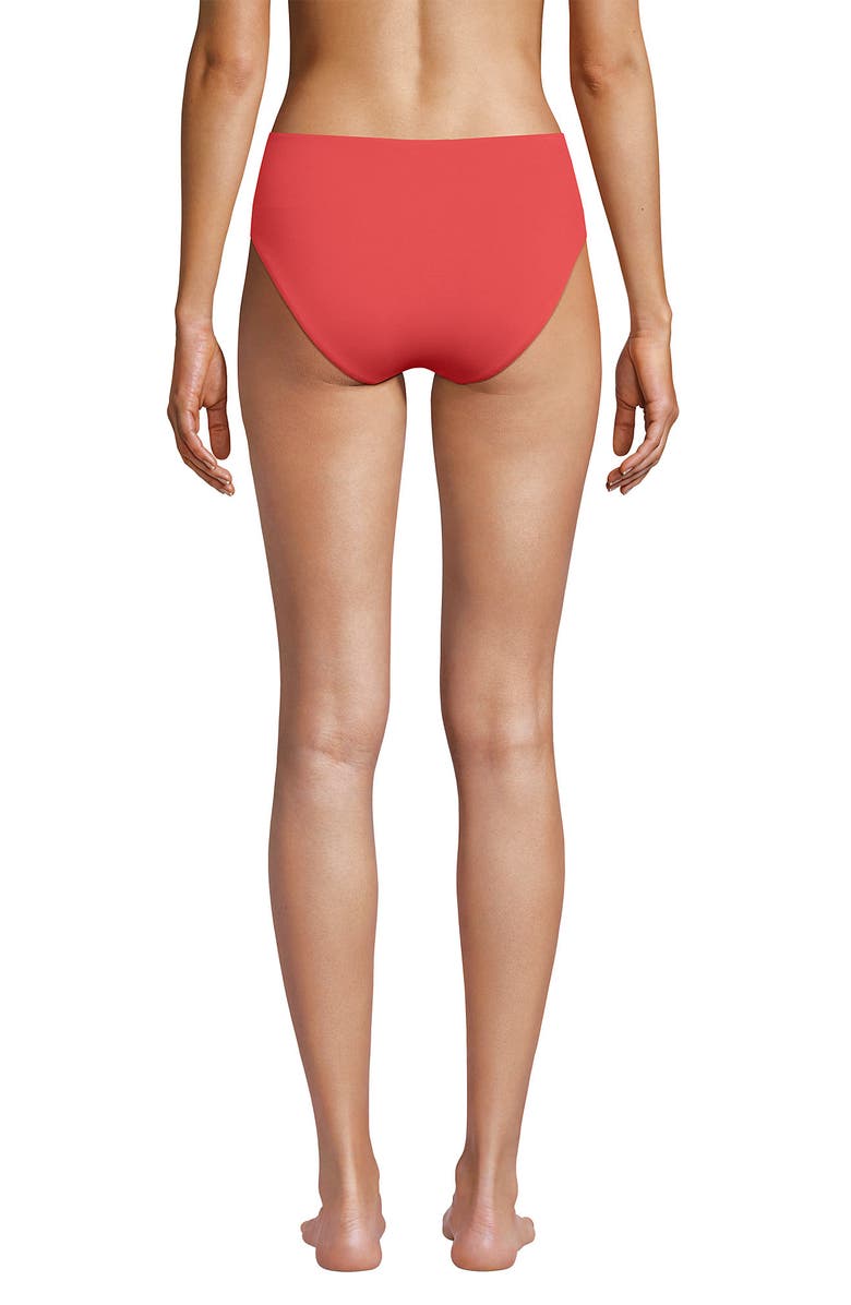Lands' End Chlorine Resistant Mid Rise Classic Bikini Bottoms, Alternate, color, Coral Bliss