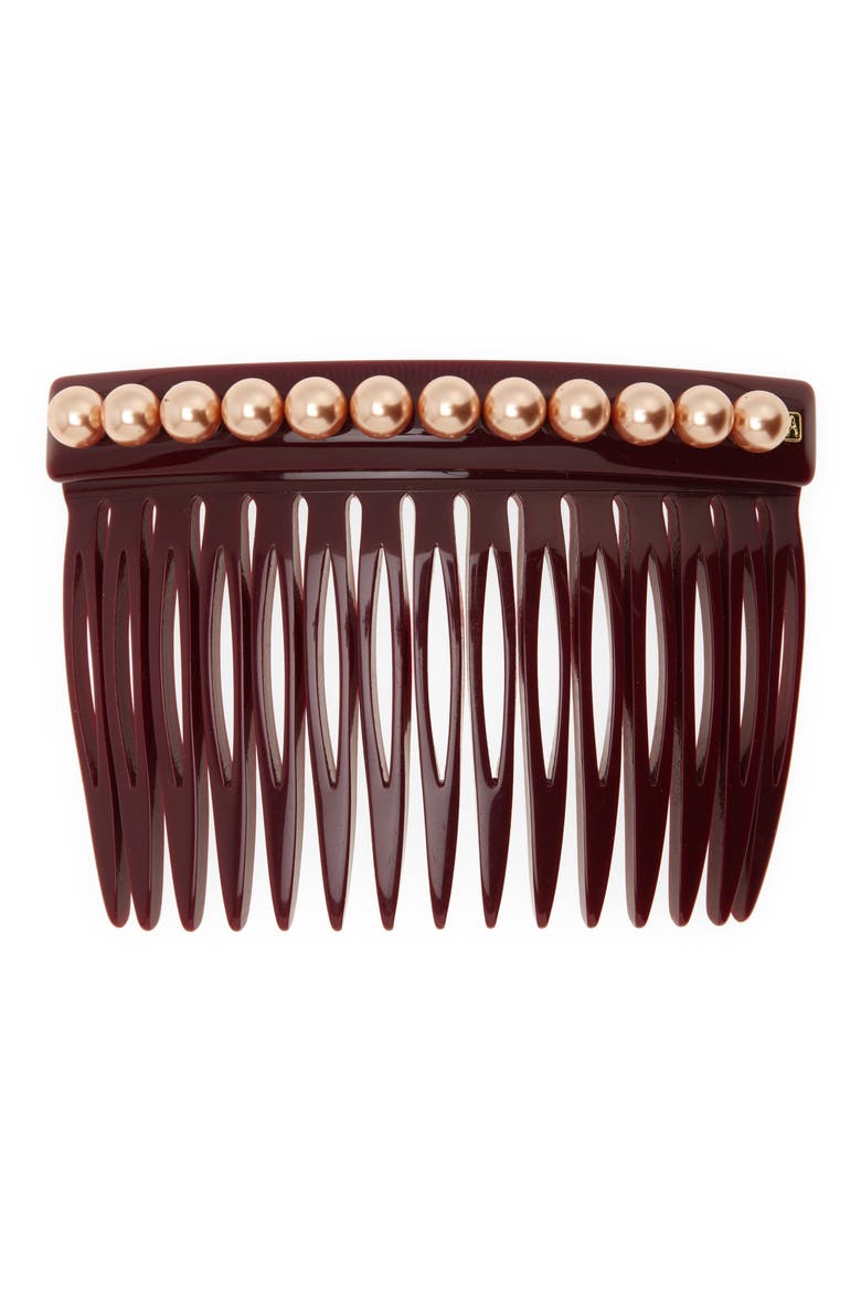 Faux Pearl Hair Comb, Main, color, BURGUNDY