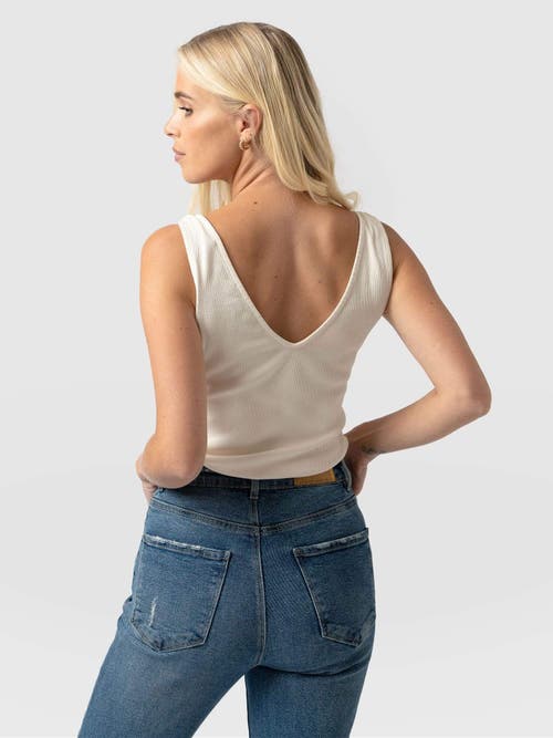 Saint + Sofia Knot Vest Rib In White