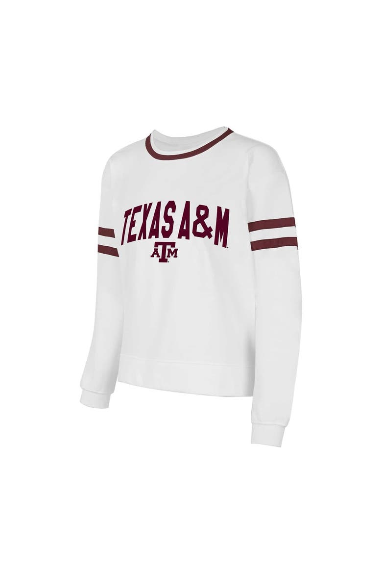 Women's Concepts Sport  White Texas A&M Aggies Borough French Terry Arch Over Long Sleeve T-Shirt, Alternate, color, White